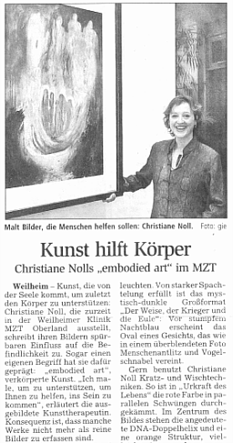 Weilheimer Tagblatt - Kunst hilft Körper
